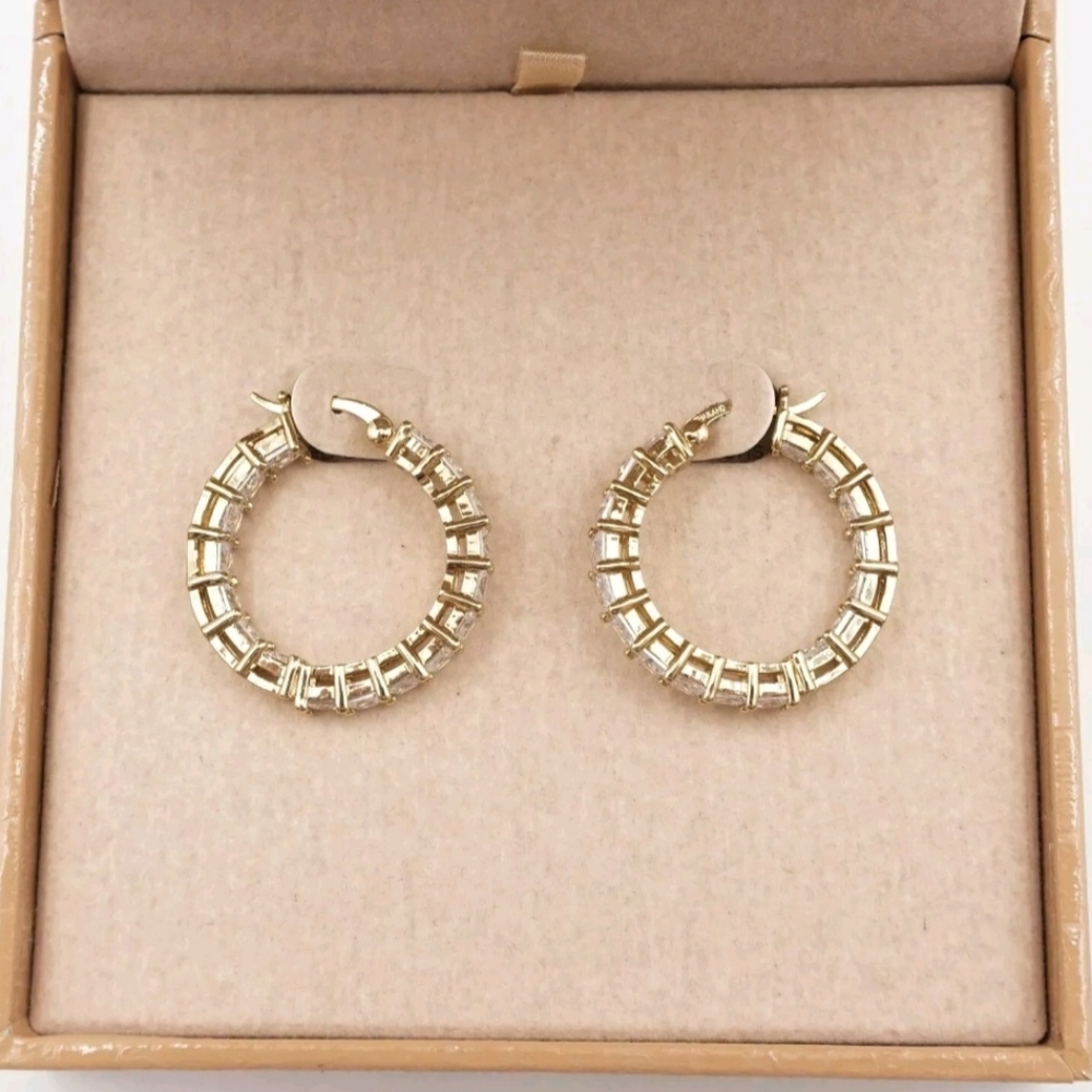 Jacklyn Roxanne Glamour Sparkling Hoops Earrings WOW - Picture 2 of 6